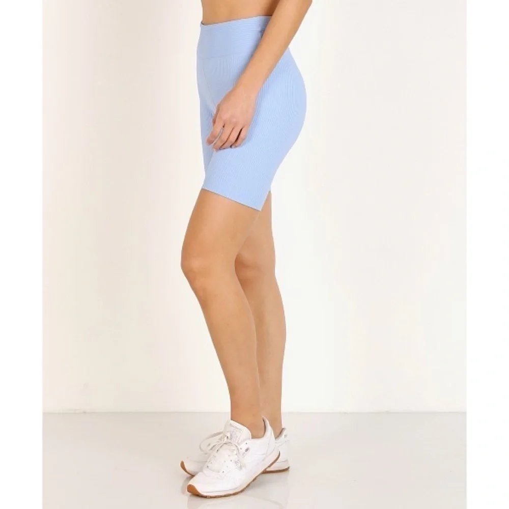 Year of Ours Shorts Biker Ribbed Athletic Activewear Baby Blue M